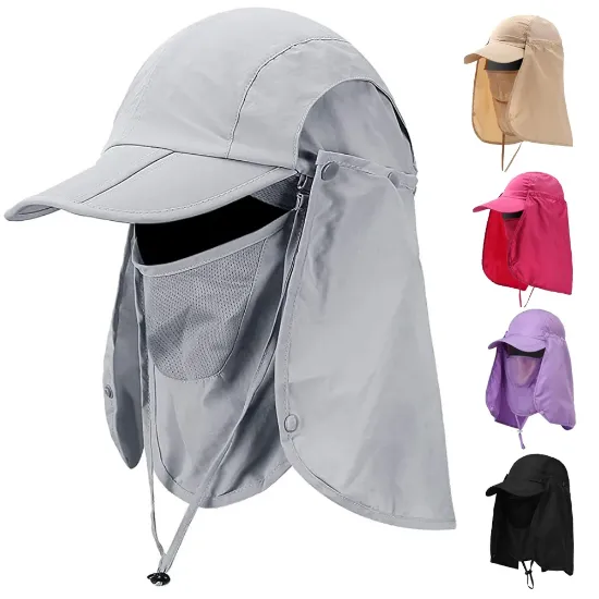 Picture of Fishing Hats With Face Mask Multiple Colors