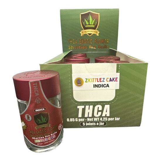 Picture of Crownzen THC-A Exotic Flower Shorties Pre-Rolls Zkittlez Cake Indica 5 Joints 6 Jars 0.85 Gram