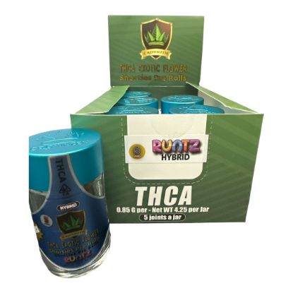 Picture of Crownzen THC-A Exotic Flower Shorties Pre-Rolls Runtz HYBRID 5 Joints 6 Jars 0.85 Gram